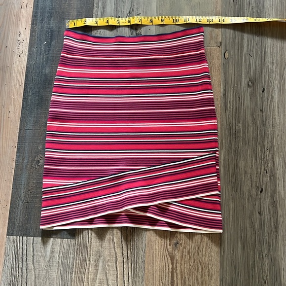 BCBG MAXAZRIA Bright Poppy Multi Ivy Striped Bandage Mini Slim Skirt Size: Small - Picture 8 of 16